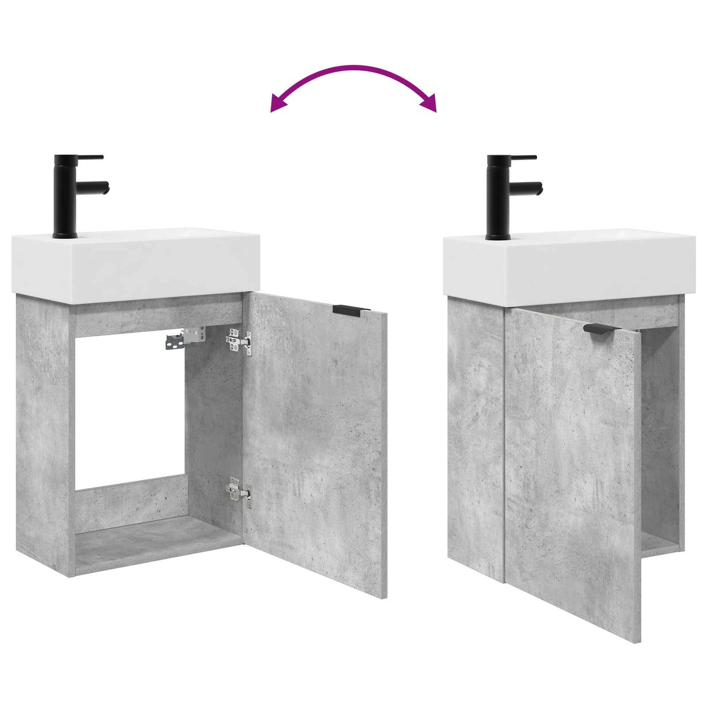 Bathroom Vanity Unit with Tap Concrete Grey 45.5 x 22.5 x 84 cm