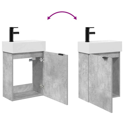 Bathroom Vanity Unit with Tap Concrete Grey 45.5 x 22.5 x 84 cm