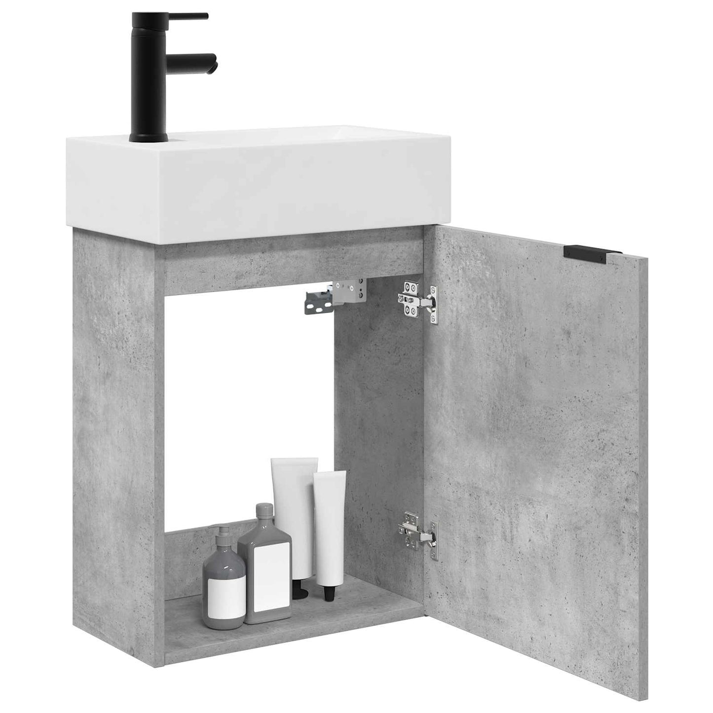 Bathroom Vanity Unit with Tap Concrete Grey 45.5 x 22.5 x 84 cm