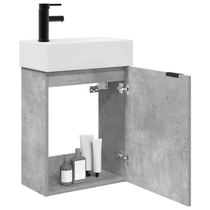 Bathroom Vanity Unit with Tap Concrete Grey 45.5 x 22.5 x 84 cm