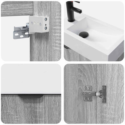 Bathroom Vanity Unit with Tap Grey Sonoma 45.5 x 22.5 x 84 cm