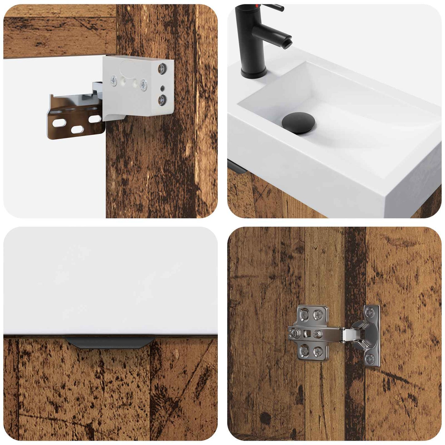 Bathroom Vanity Unit with Tap Old Wood 45.5 x 22.5 x 84 cm