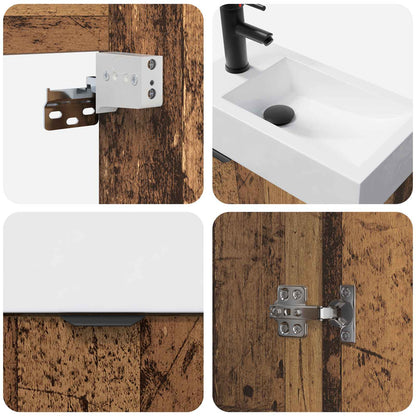 Bathroom Vanity Unit with Tap Old Wood 45.5 x 22.5 x 84 cm