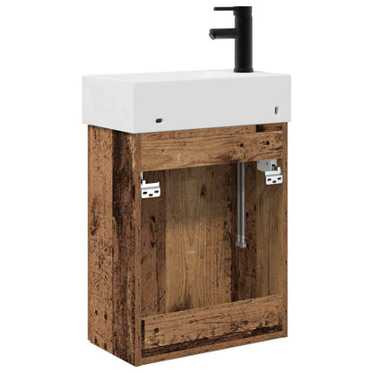 Bathroom Vanity Unit with Tap Old Wood 45.5 x 22.5 x 84 cm