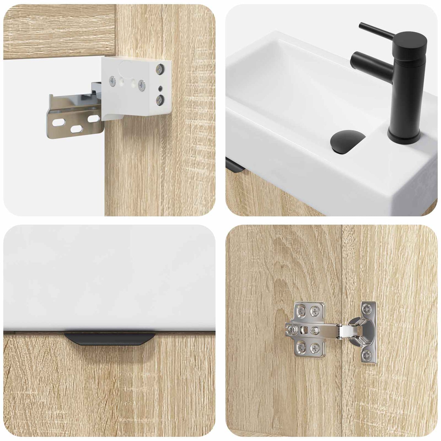 Bathroom Vanity Unit with Tap Sonoma Oak 45.5 x 22.5 x 84 cm