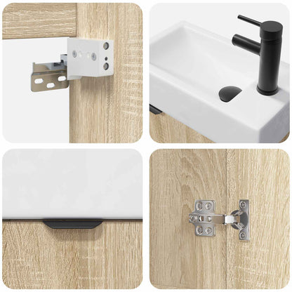 Bathroom Vanity Unit with Tap Sonoma Oak 45.5 x 22.5 x 84 cm