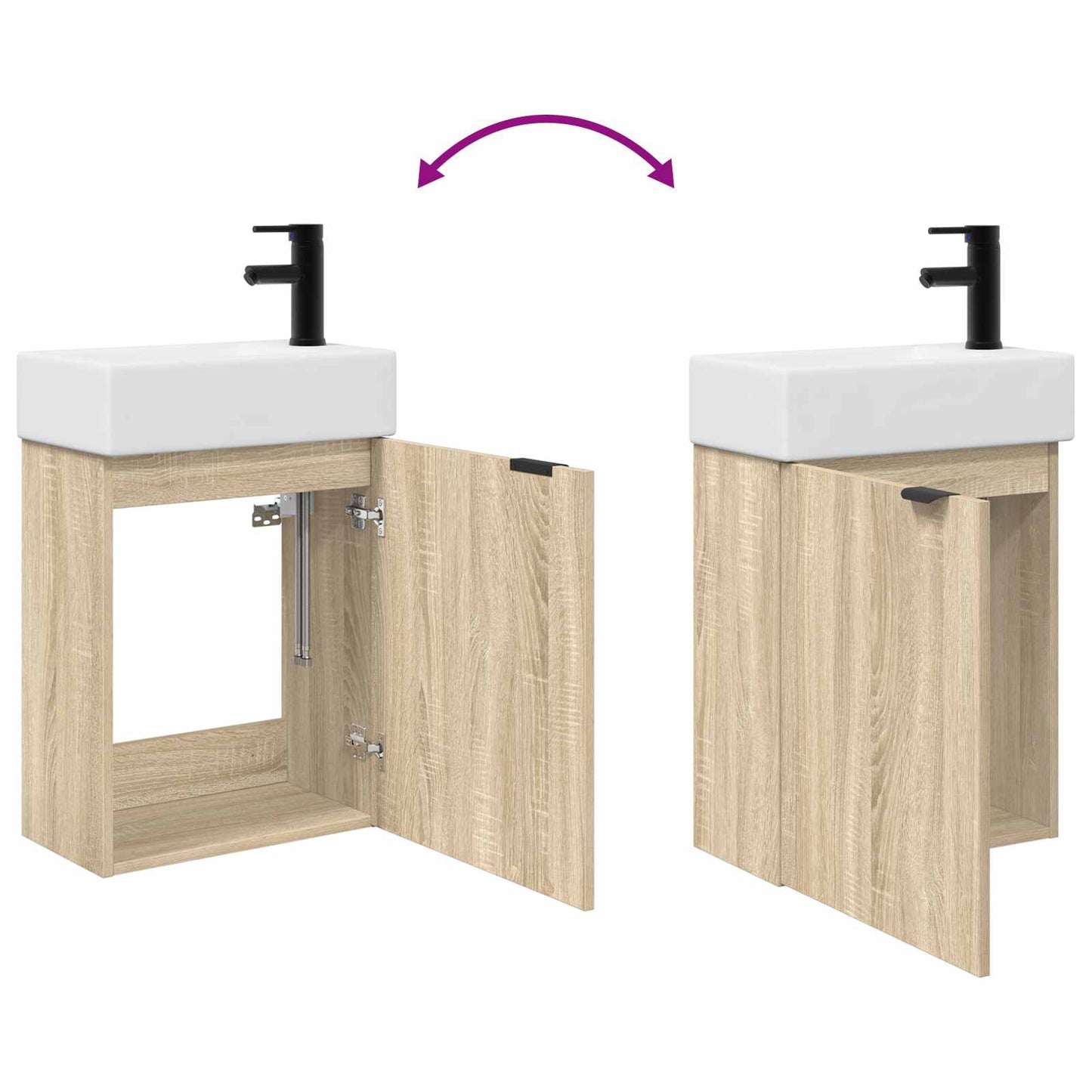 Bathroom Vanity Unit with Tap Sonoma Oak 45.5 x 22.5 x 84 cm