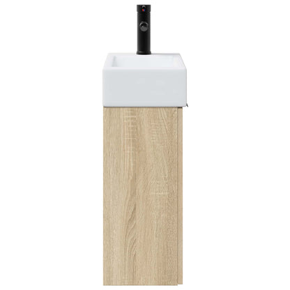 Bathroom Vanity Unit with Tap Sonoma Oak 45.5 x 22.5 x 84 cm