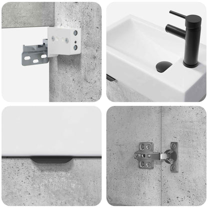 Bathroom Vanity Unit with Tap Concrete Grey 45.5 x 22.5 x 84 cm