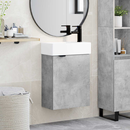 Bathroom Vanity Unit with Tap Concrete Grey 45.5 x 22.5 x 84 cm