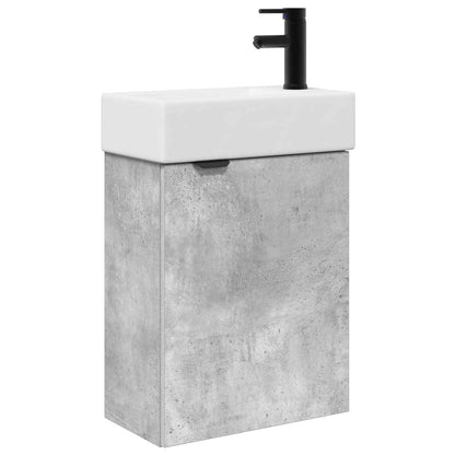 Bathroom Vanity Unit with Tap Concrete Grey 45.5 x 22.5 x 84 cm