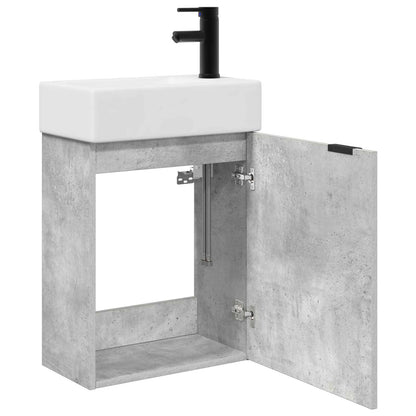 Bathroom Vanity Unit with Tap Concrete Grey 45.5 x 22.5 x 84 cm