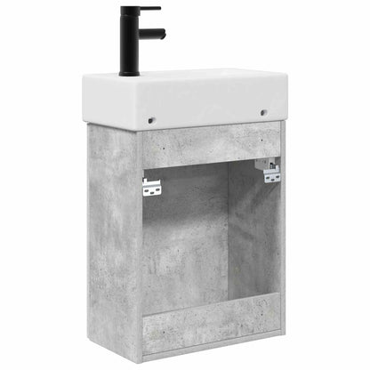 Bathroom Vanity Unit with Tap Concrete Grey 45.5 x 22.5 x 84 cm
