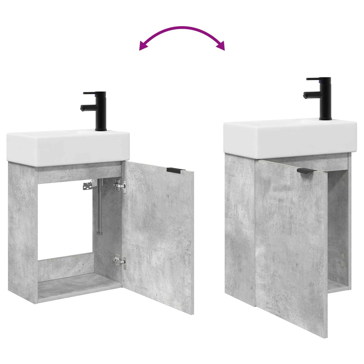 Bathroom Vanity Unit with Tap Concrete Grey 45.5 x 22.5 x 84 cm