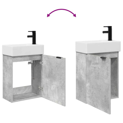 Bathroom Vanity Unit with Tap Concrete Grey 45.5 x 22.5 x 84 cm