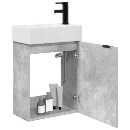 Bathroom Vanity Unit with Tap Concrete Grey 45.5 x 22.5 x 84 cm
