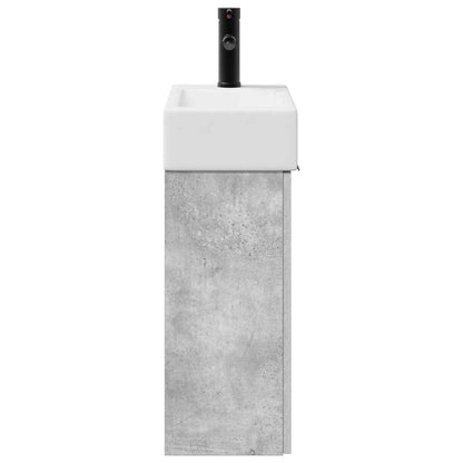 Bathroom Vanity Unit with Tap Concrete Grey 45.5 x 22.5 x 84 cm