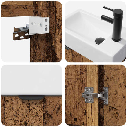 Bathroom Vanity Unit with Tap Old Wood 45.5 x 22.5 x 84 cm