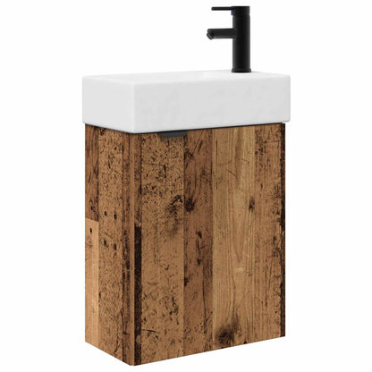 Bathroom Vanity Unit with Tap Old Wood 45.5 x 22.5 x 84 cm