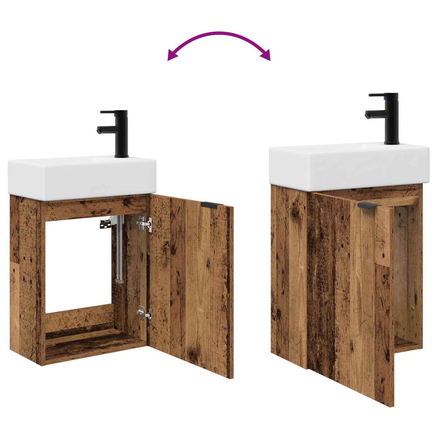 Bathroom Vanity Unit with Tap Old Wood 45.5 x 22.5 x 84 cm