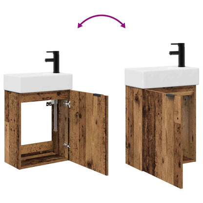 Bathroom Vanity Unit with Tap Old Wood 45.5 x 22.5 x 84 cm
