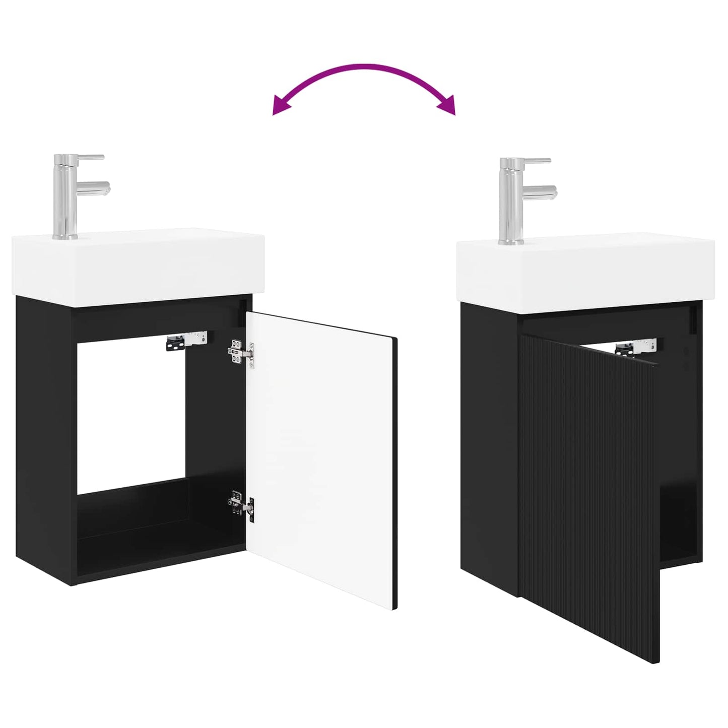 Bathroom Vanity Unit with Tap Black 45.5 x 22.5 x 84 cm