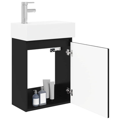 Bathroom Vanity Unit with Tap Black 45.5 x 22.5 x 84 cm