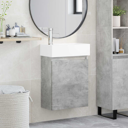 Bathroom Vanity Unit with Tap Concrete Grey 45.5 x 22.5 x 84 cm