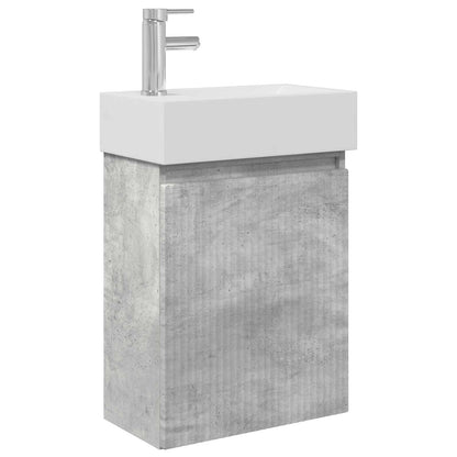 Bathroom Vanity Unit with Tap Concrete Grey 45.5 x 22.5 x 84 cm