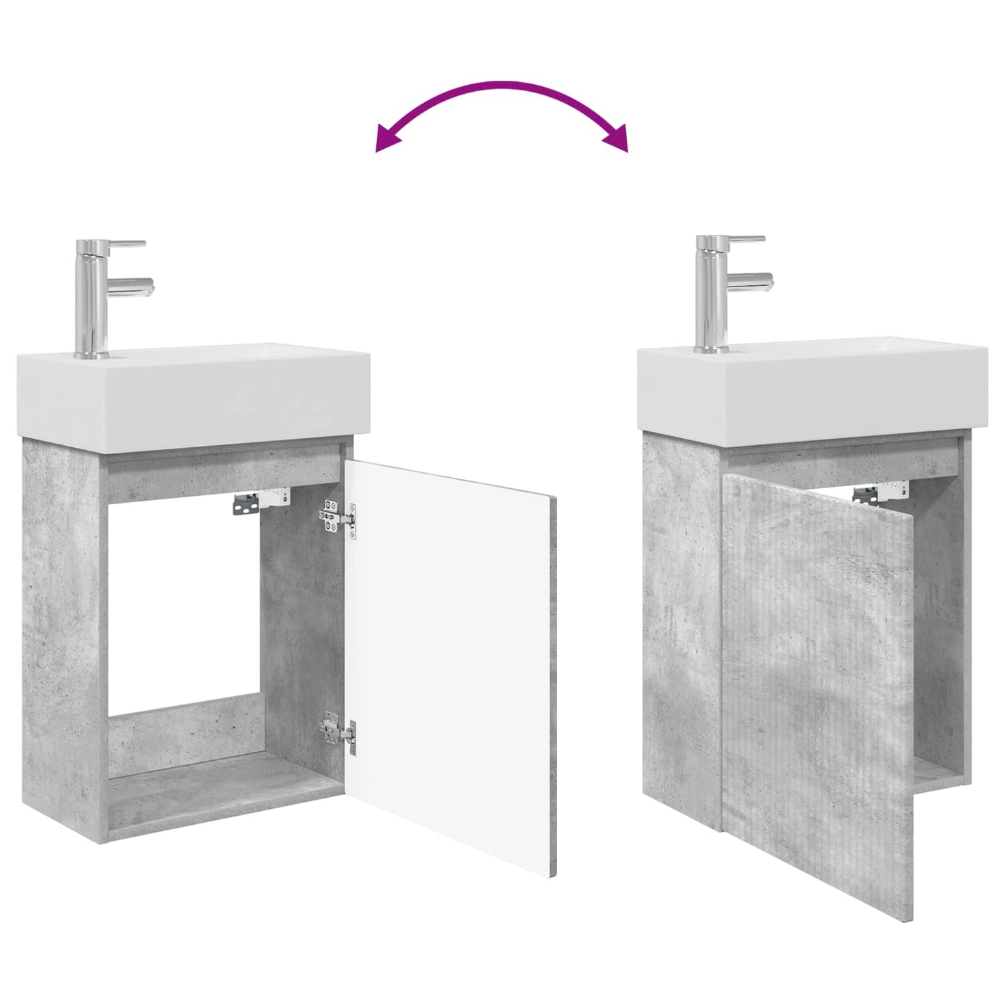 Bathroom Vanity Unit with Tap Concrete Grey 45.5 x 22.5 x 84 cm