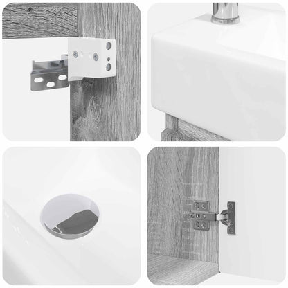 Bathroom Vanity Unit with Tap Grey Sonoma 45.5 x 22.5 x 84 cm