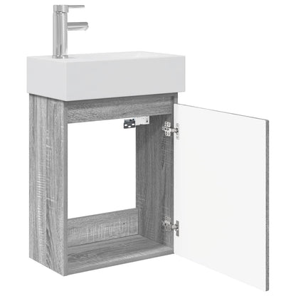 Bathroom Vanity Unit with Tap Grey Sonoma 45.5 x 22.5 x 84 cm