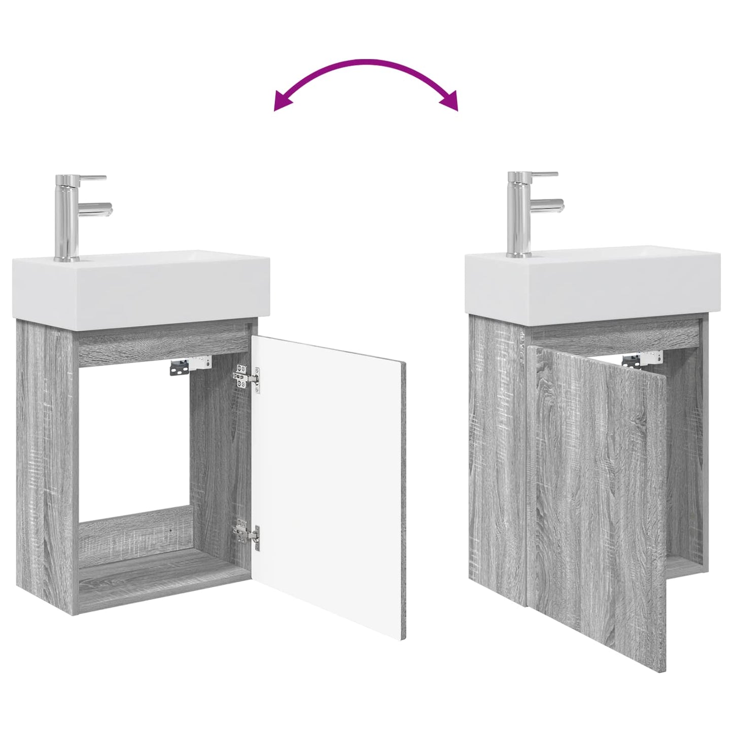 Bathroom Vanity Unit with Tap Grey Sonoma 45.5 x 22.5 x 84 cm