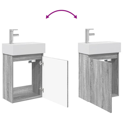 Bathroom Vanity Unit with Tap Grey Sonoma 45.5 x 22.5 x 84 cm