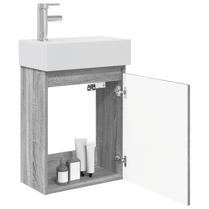 Bathroom Vanity Unit with Tap Grey Sonoma 45.5 x 22.5 x 84 cm