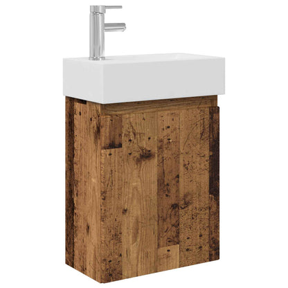Bathroom Vanity Unit with Tap Old Wood 45.5 x 22.5 x 84 cm