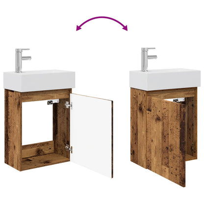 Bathroom Vanity Unit with Tap Old Wood 45.5 x 22.5 x 84 cm