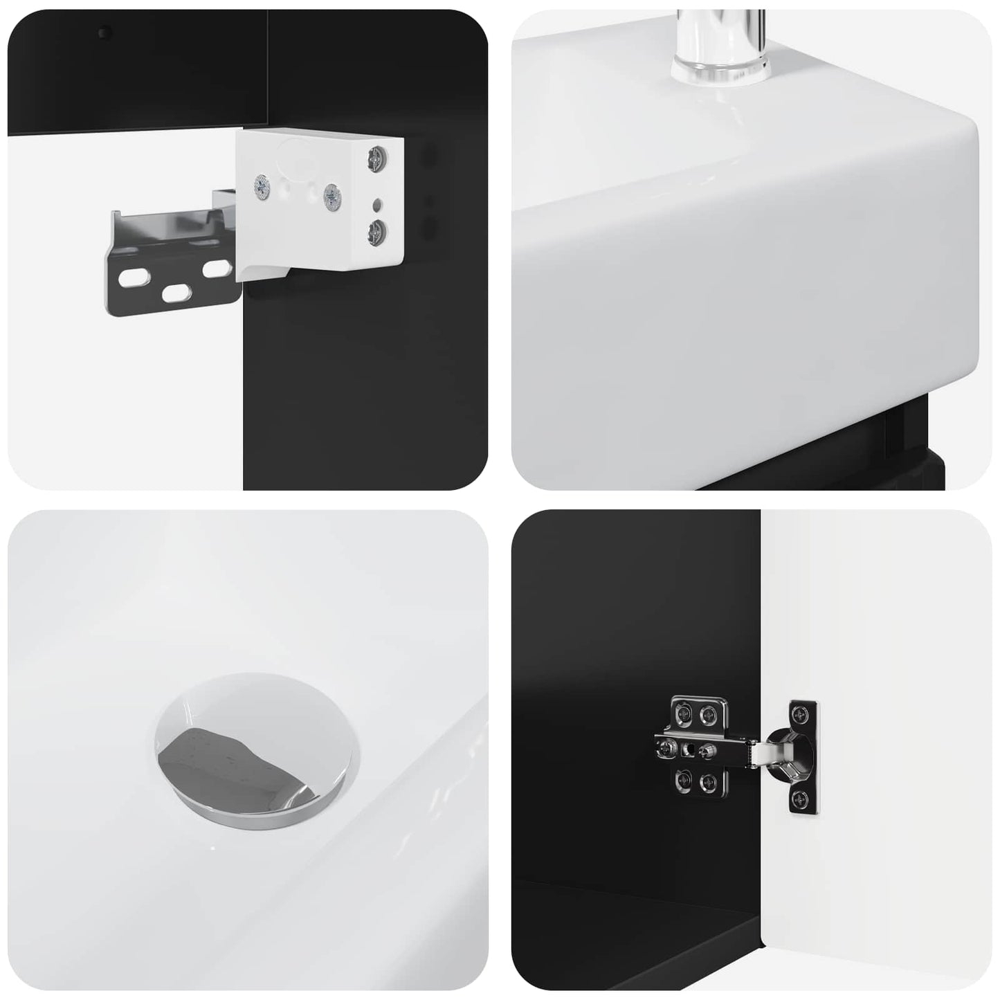 Bathroom Vanity Unit with Tap Black 45.5 x 22.5 x 84 cm