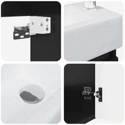 Bathroom Vanity Unit with Tap Black 45.5 x 22.5 x 84 cm