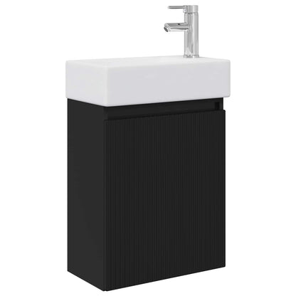 Bathroom Vanity Unit with Tap Black 45.5 x 22.5 x 84 cm