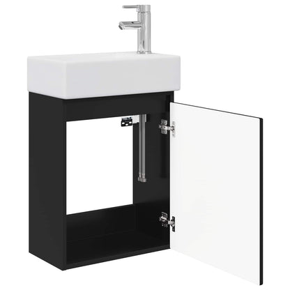 Bathroom Vanity Unit with Tap Black 45.5 x 22.5 x 84 cm