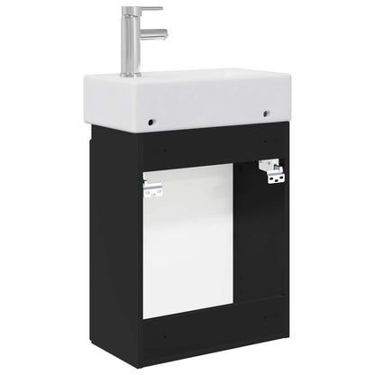 Bathroom Vanity Unit with Tap Black 45.5 x 22.5 x 84 cm