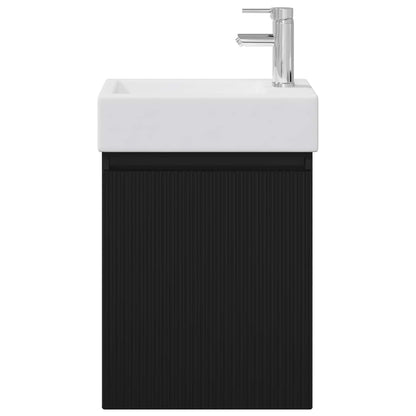 Bathroom Vanity Unit with Tap Black 45.5 x 22.5 x 84 cm
