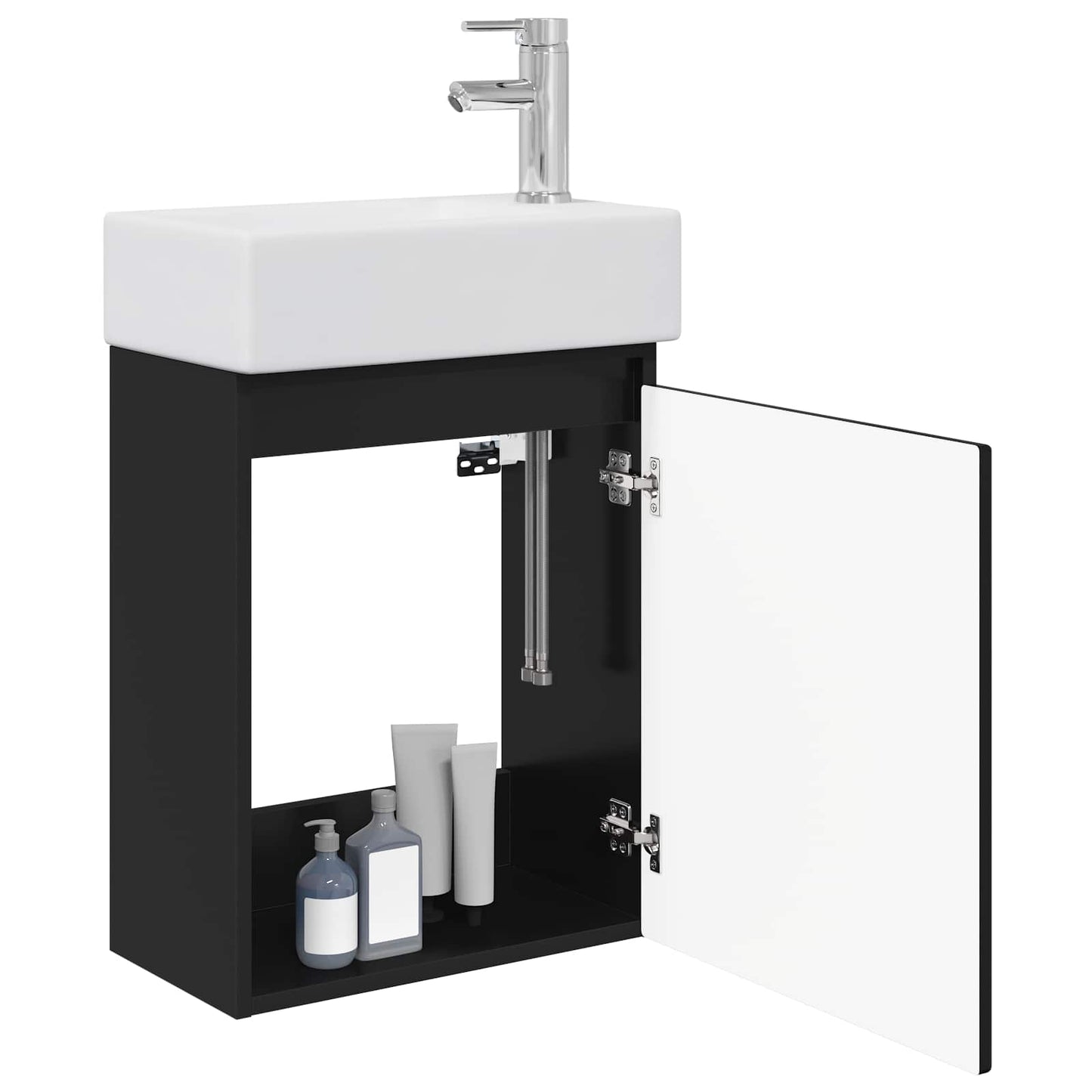 Bathroom Vanity Unit with Tap Black 45.5 x 22.5 x 84 cm