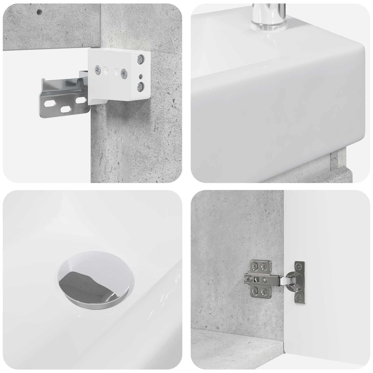 Bathroom Vanity Unit with Tap Concrete Grey 45.5 x 22.5 x 84 cm