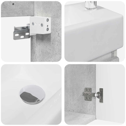 Bathroom Vanity Unit with Tap Concrete Grey 45.5 x 22.5 x 84 cm