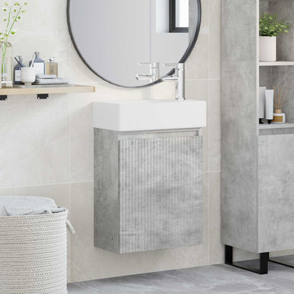 Bathroom Vanity Unit with Tap Concrete Grey 45.5 x 22.5 x 84 cm