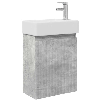 Bathroom Vanity Unit with Tap Concrete Grey 45.5 x 22.5 x 84 cm