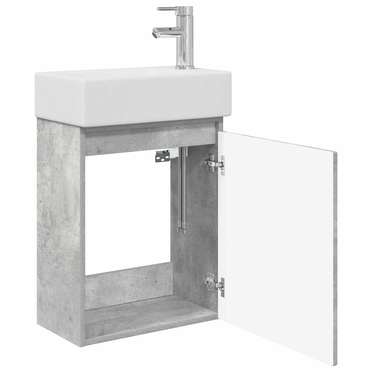 Bathroom Vanity Unit with Tap Concrete Grey 45.5 x 22.5 x 84 cm