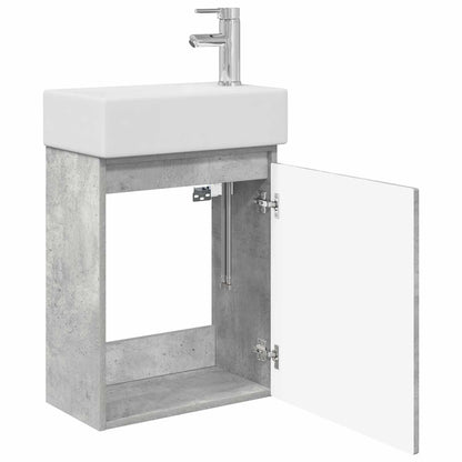 Bathroom Vanity Unit with Tap Concrete Grey 45.5 x 22.5 x 84 cm